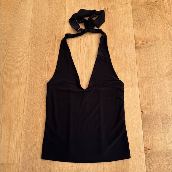 Ann Taylor V Neck Halter Top Size S Black - Picture 1 of 3